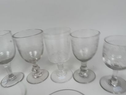 A collection of 15 stemmed glasses or tumblers...