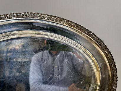 Two oval-shaped silver plated serving platters...