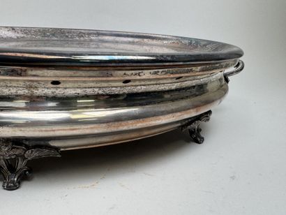 Large, oval-shaped double food warmer made...