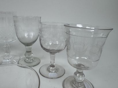 A collection of 15 stemmed glasses or tumblers...