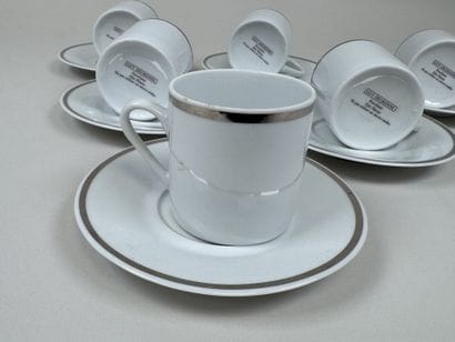 GUY DEGRENNE.
Set of 6 coffee cups and 6...