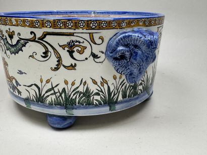 GIEN.
Large polychrome earthenware planter...