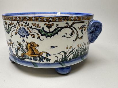 GIEN.
Large polychrome earthenware planter...