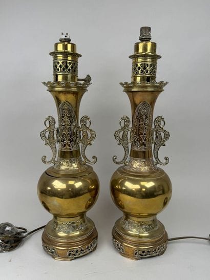 INDOCHINA, 20th century.
Pair of brass or...