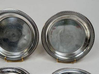 Set of 4 silver plated bottle coasters, with...