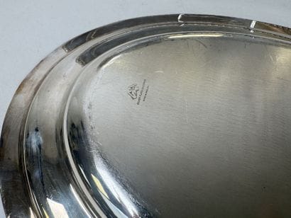 Two oval-shaped silver plated serving platters...
