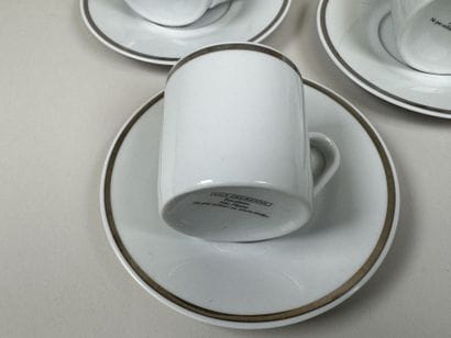 GUY DEGRENNE.
Set of 6 coffee cups and 6...