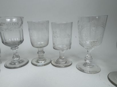 A collection of 10 stemmed glasses made of...