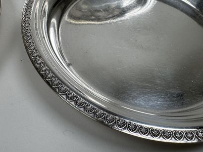 Set of 4 silver plated bottle coasters, with...