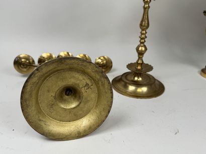 Pair of 5-light brass candlesticks.
38 x...