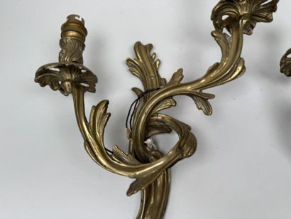 Paire d'appliques en bronze à deux bras de...