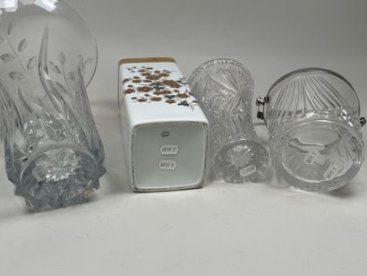 Set of two cut crystal vases, an ice bucket,...