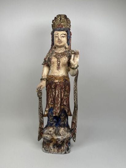 ASIA, 20th century.
GUAN YIN.
Large polychrome...