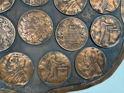 Large, coat-of-arms-shaped plaque made of...