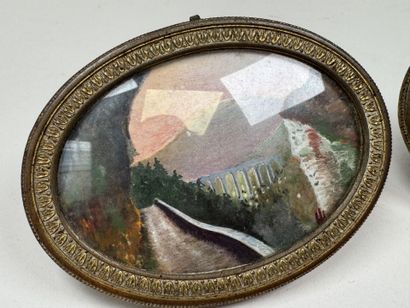 École, XXe.
Paysages.
Quatre petites peintures...
