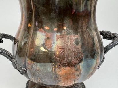 Large silver plated metal ice bucket with...