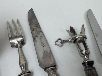 Set of silver plated metal cutlery, engraved...