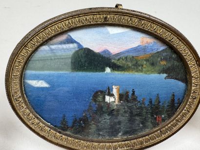 École, XXe.
Paysages.
Quatre petites peintures...