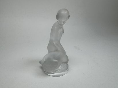LALIQUE France.
Woman and Goose.
Molded,...