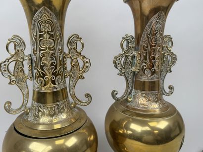 INDOCHINA, 20th century.
Pair of brass or...
