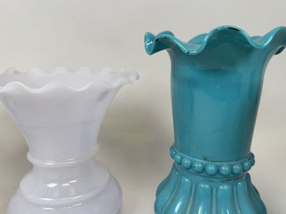 A collection of white and colored opaline...