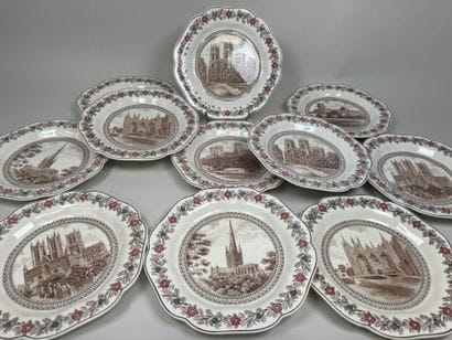 WEDGWOOD.
Set of eleven fine polychrome earthenware...