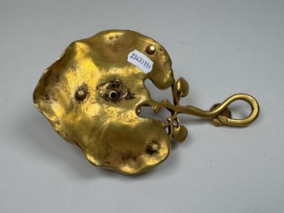 Handheld candlestick made of gilded bronze,...