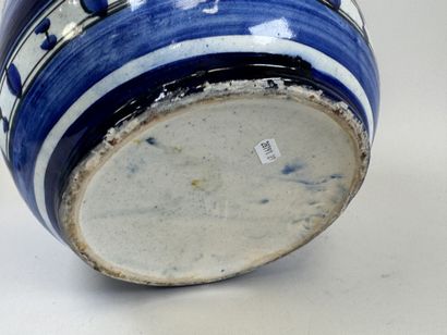 Large polychrome ceramic planter decorated...