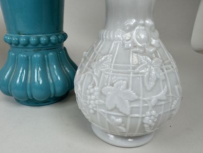 A collection of white and colored opaline...