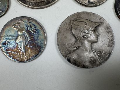 6 médailles dont 2 en pendentifs en argent,...