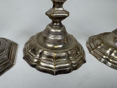Two pairs of candlesticks made of silver-plated...
