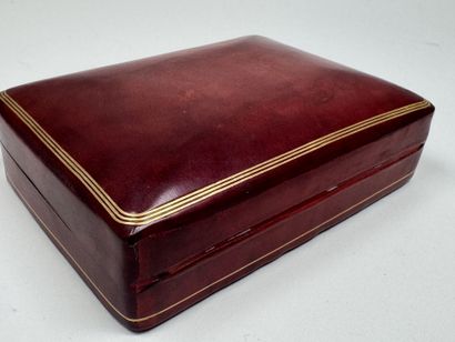 Rectangular leather box decorated with gold...
