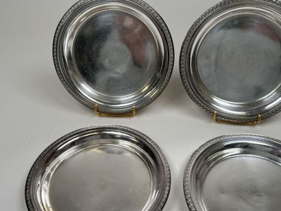 Set of 4 silver plated bottle coasters, with...