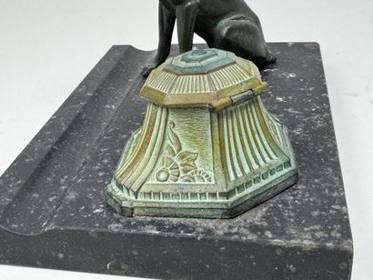 Inkwell and pen rest made of regule with...