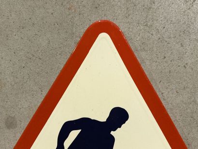 Triangular traffic sign made of polychrome...