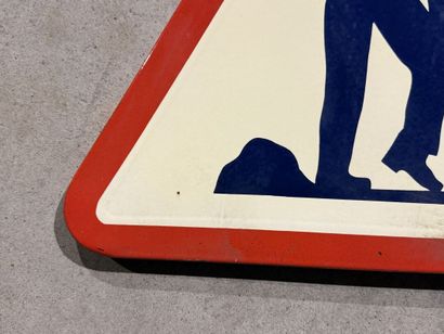 Triangular traffic sign made of polychrome...