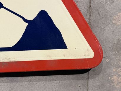 Triangular traffic sign made of polychrome...