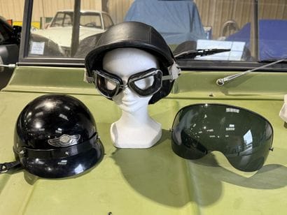 Set of two helmets and one visor, including...