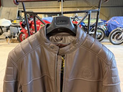JAPAUTO.
Brown leather motorcycle jacket,...