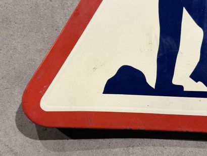 Triangular traffic sign made of polychrome...