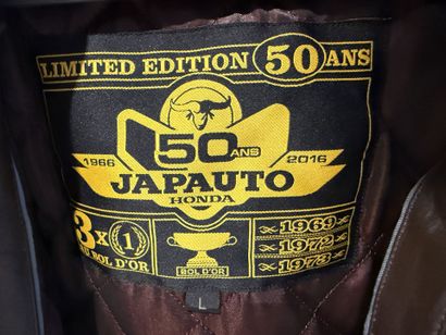 JAPAUTO.
Brown leather motorcycle jacket,...