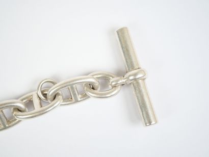HERMÈS. 
Stately silver bracelet with an...