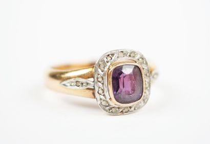 18K yellow gold ring (750‰) and white gold...