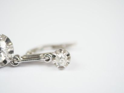 Pair of 18K white gold (750‰) earrings, each...