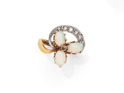 18K (750‰) yellow gold and white gold or...