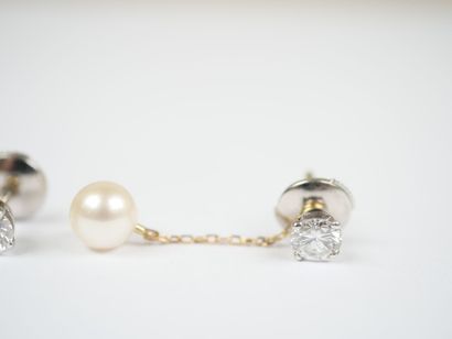 A pair of earrings in white gold and 18K...
