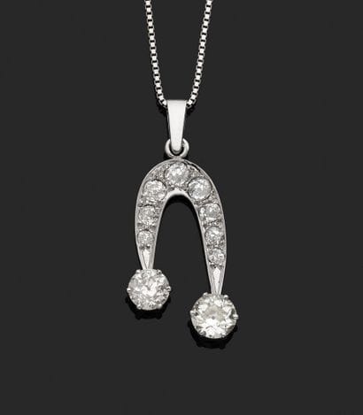 18K white gold necklace (750‰) featuring...