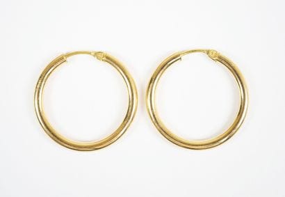 Pair of 18K yellow gold (750‰) hoop earrings....