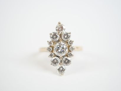 Marquise ring in 18K white gold (750‰) or...