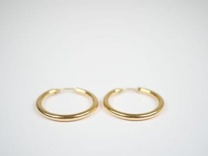 Pair of 18K yellow gold (750‰) hoop earrings....